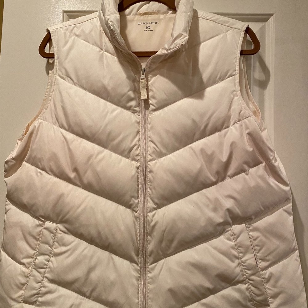 Lands' End White Puffer Vest
